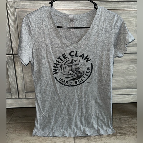 White Claw V-Neck Grey Cotton Tee - Picture 1 of 4
